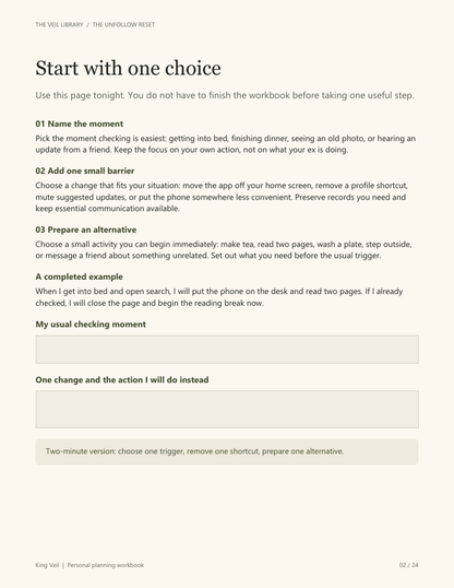 The Unfollow Reset — 14-Day Digital Breakup Planning Kit
